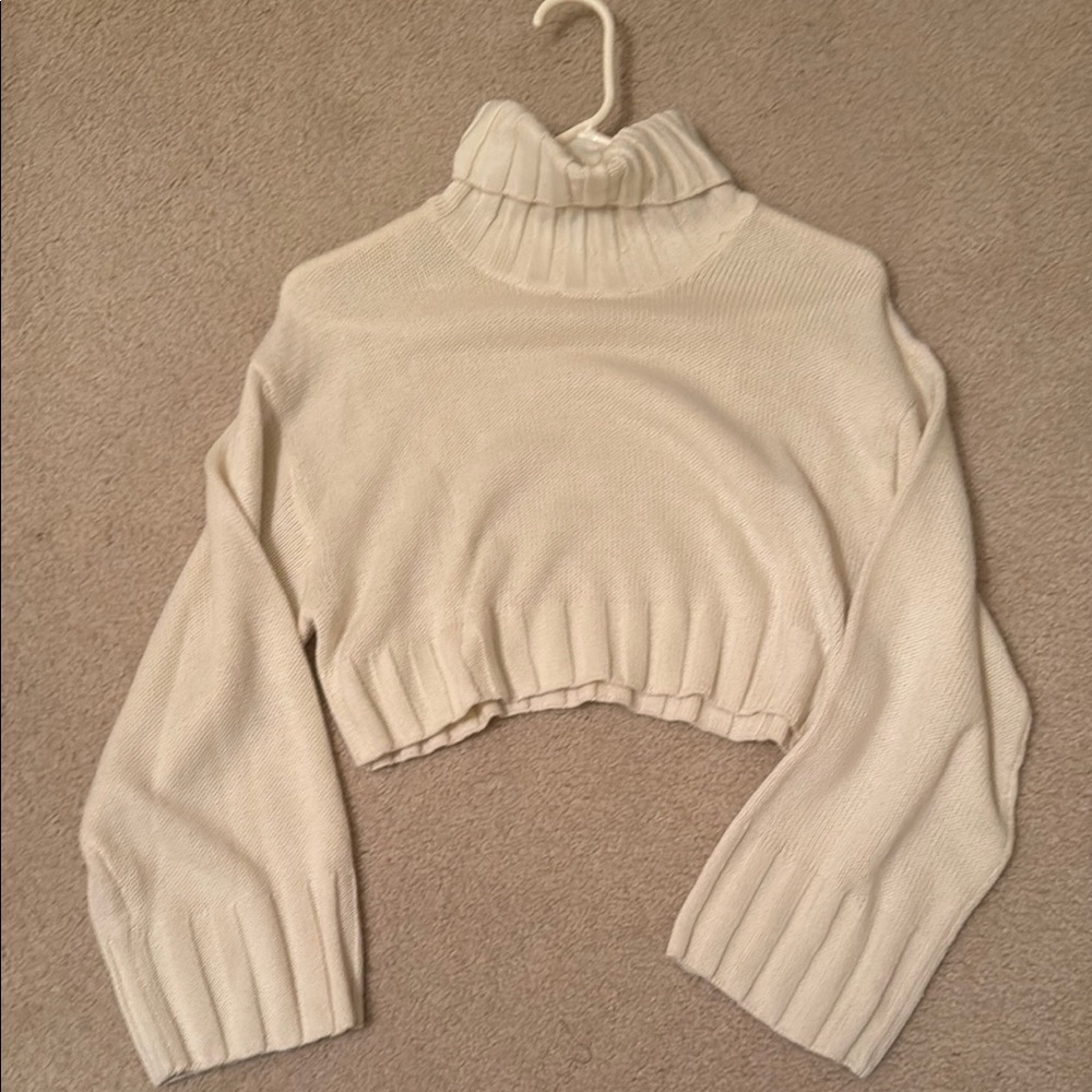 Women's Cream Turtleneck Sweater